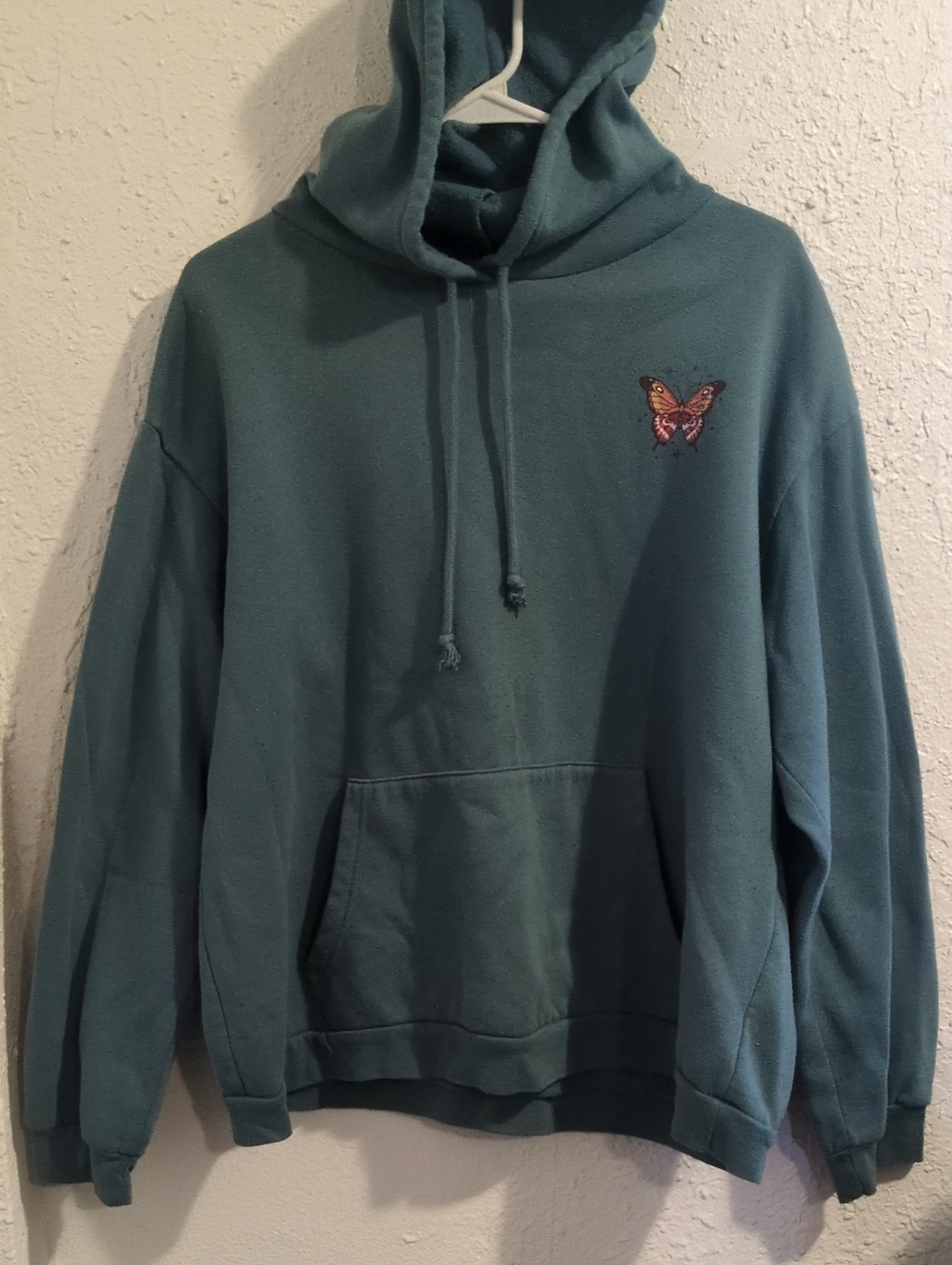 Men's Teal Hoodie with Butterfly Embroidery